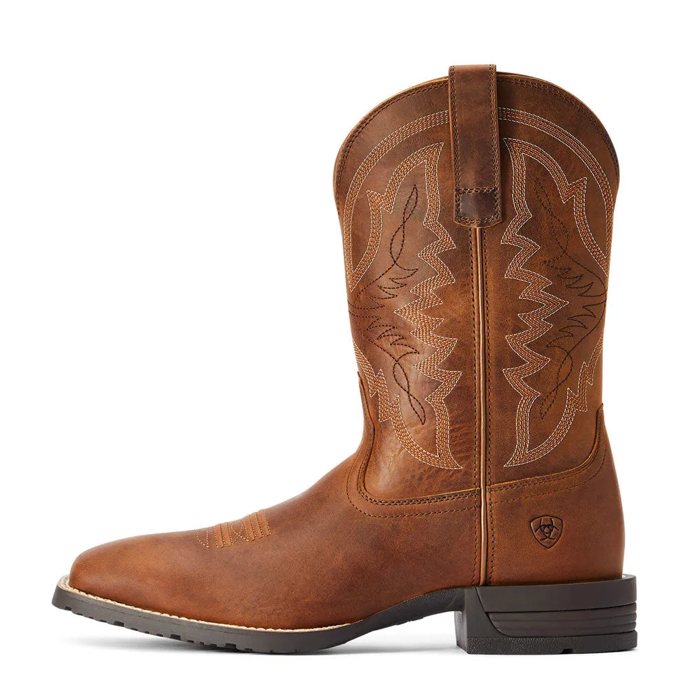 10042395 Ariat Men's Hybrid Ranchwork Square Toe Western Boot - Thatch Brown