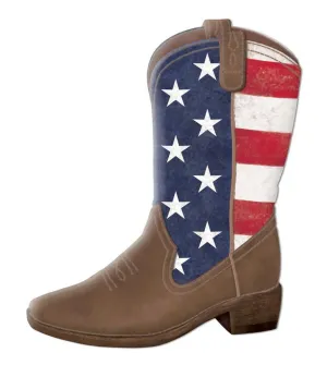 12.5" Metal American Flag Cowboy Boot