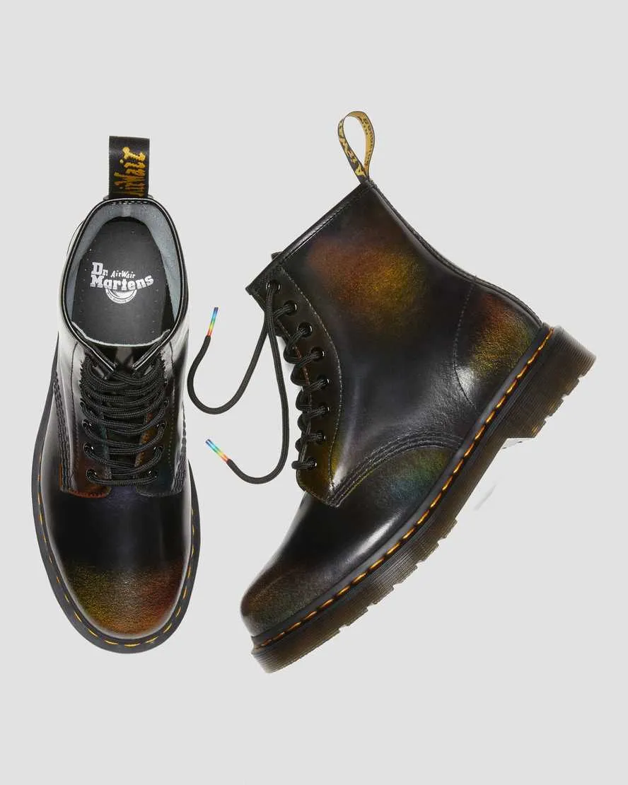 1460 Black Multi Rainbow Rub Off Leather Lace Up Boot