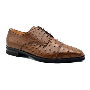 23-538-BDY ANDREA Ostrich Quill Lace Up, Brandy