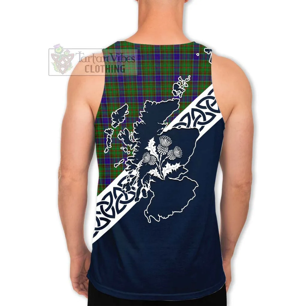 Adam Tartan Men's Tank Top Featuring Thistle and Scotland Map