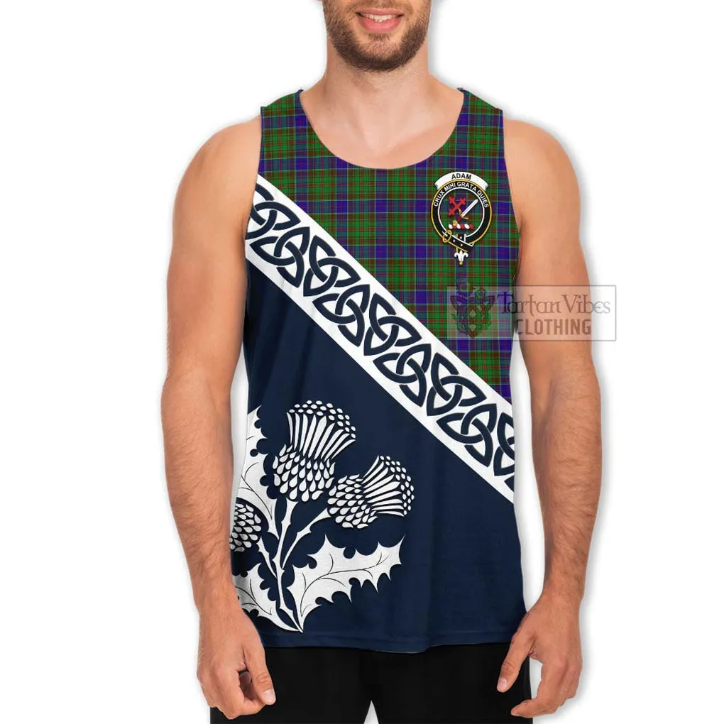 Adam Tartan Men's Tank Top Featuring Thistle and Scotland Map