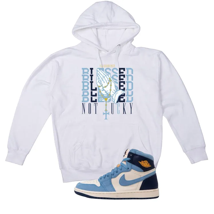 Air Jordan 1 High OG WMNS First in Flight White T-Shirt (Blessed not lucky)| illcurrency