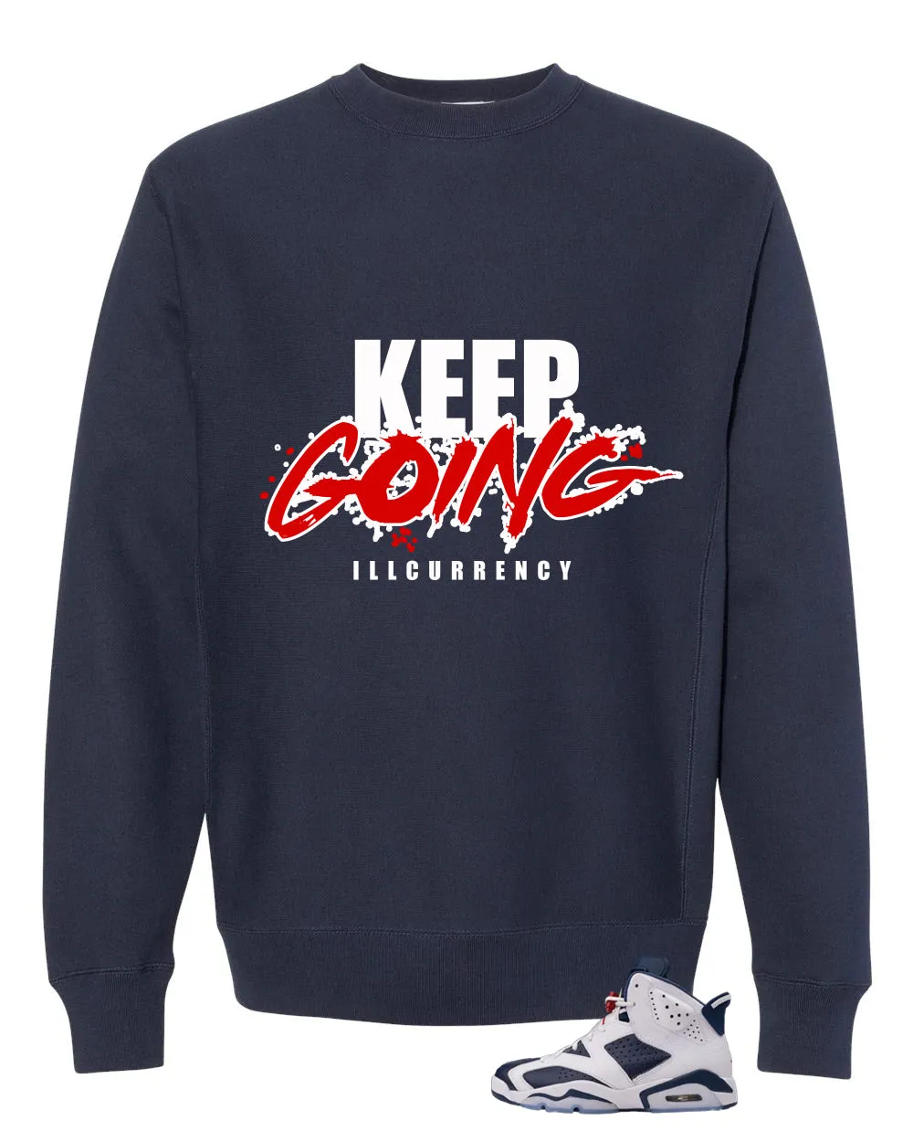 Air Jordan 6 Olympic Navy Blue T-Shirt (keep Going)| illcurrency