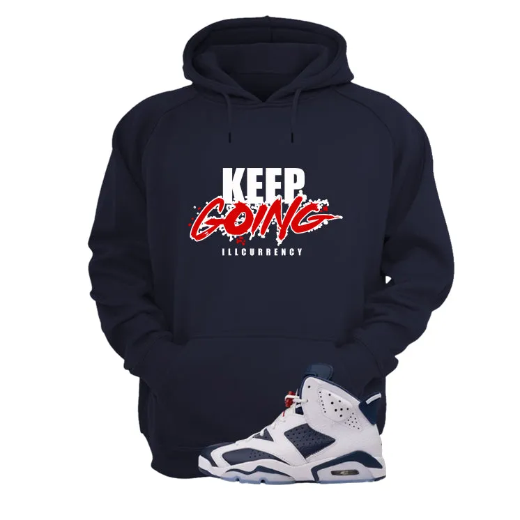 Air Jordan 6 Olympic Navy Blue T-Shirt (keep Going)| illcurrency