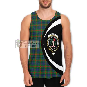 Aiton Tartan Men's Tank Top with Family Crest Circle Style