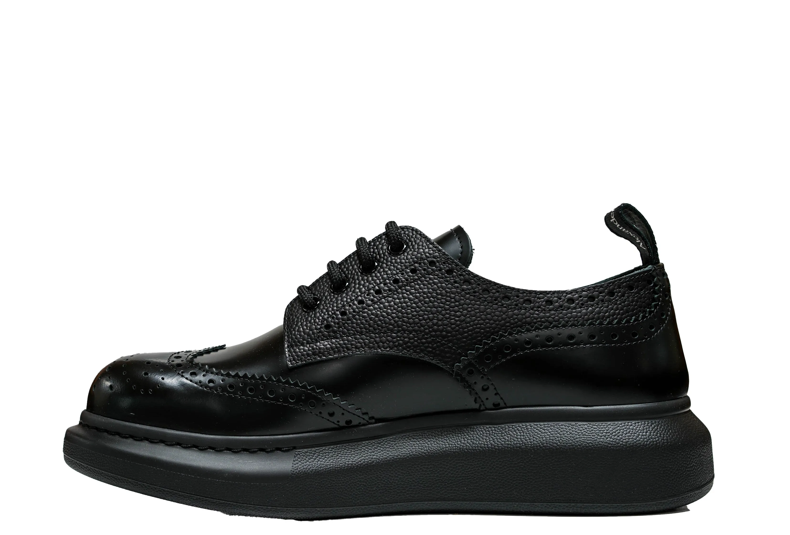 Alexander McQueen Men's Black Leather Hybrid Lace Up Brogue 586200 - 30% OFF