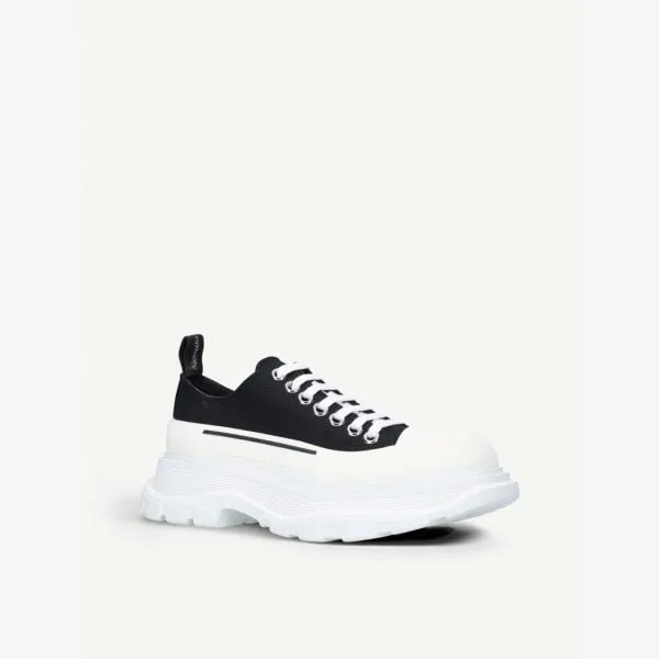 Alexander Mcqueen Women's Tread Slick Cotton Lace-up Sneakers, Black