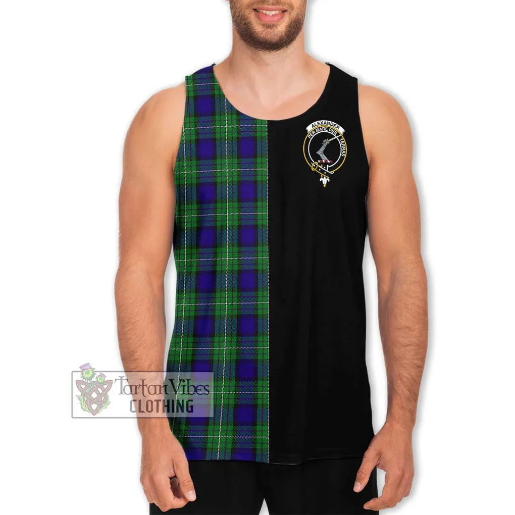 Alexander Tartan Men's Tank Top with Family Crest and Half Of Me Style