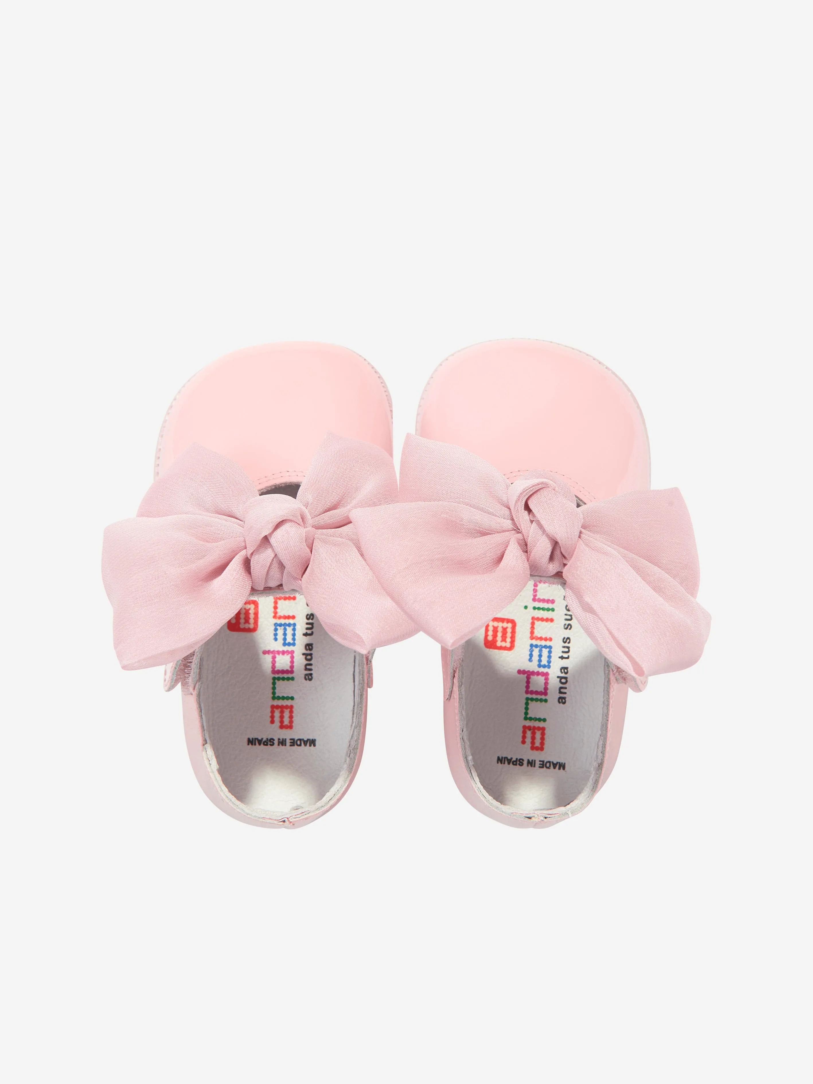 Andanines Baby Girls Leather Bow Shoes in Pink