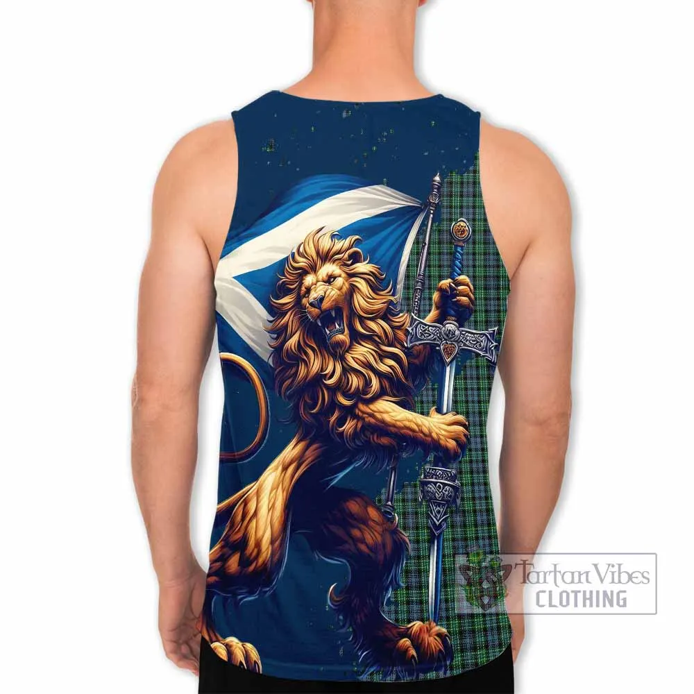 Arbuthnot Tartan Family Crest Men's Tank Top with Scottish Majestic Lion