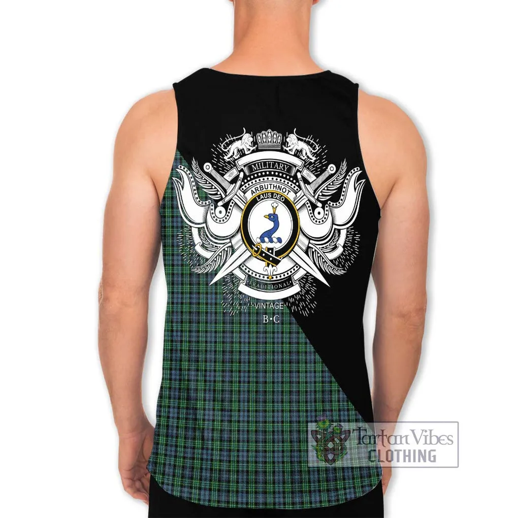 Arbuthnot Tartan Men's Tank Top with Family Crest and Military Logo Style