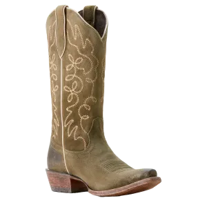 Ariat Ladies Jukebox Soft Olive Green Suede Western Boot 10053792