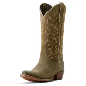 Ariat Women's Jukebox Western Boot, Soft Olive Suede