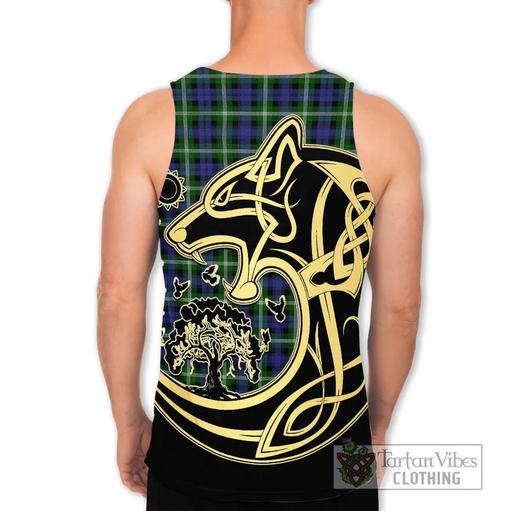 Baillie (Bailey) Tartan Men's Tank Top with Family Crest Celtic Wolf Style