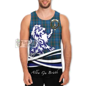 Bain Tartan Men's Tank Top with Alba Gu Brath Regal Lion Emblem