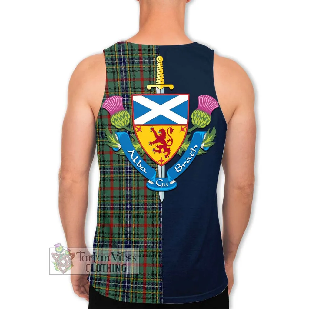 Bisset Tartan Men's Tank Top Alba with Scottish Lion Royal Arm Half Style