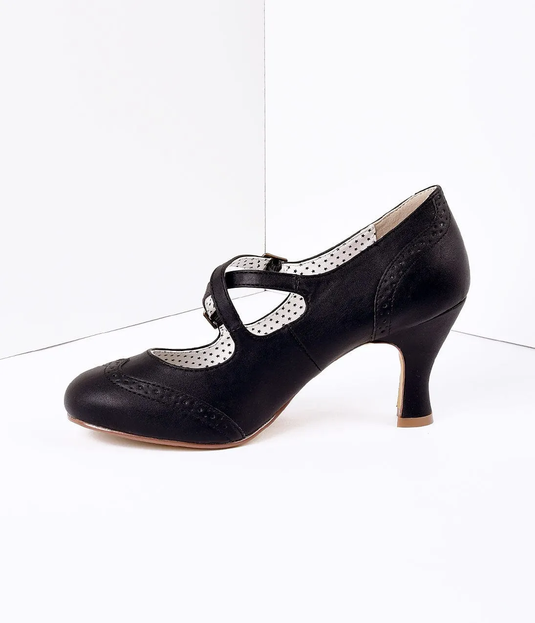 Black Faux Leather Detailed Heel