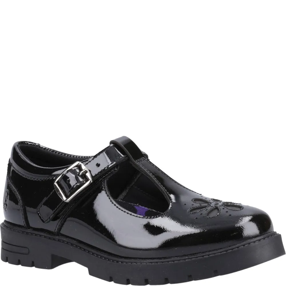 Black Fiona Patent Senior School Shoes