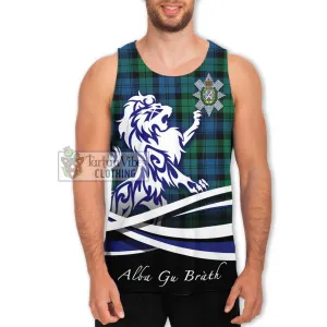 Black Watch Ancient Tartan Men's Tank Top with Alba Gu Brath Regal Lion Emblem