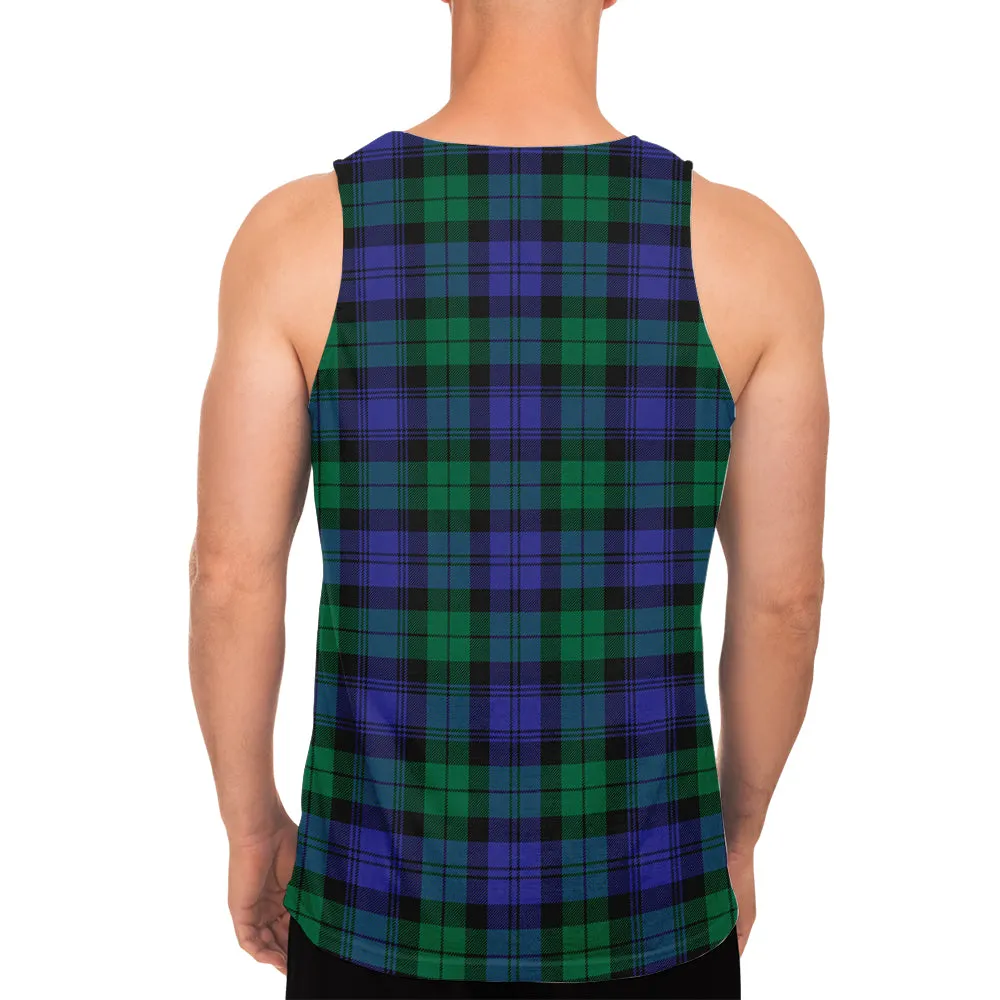 Black Watch Modern Tartan Mens Tank Top with Family Crest