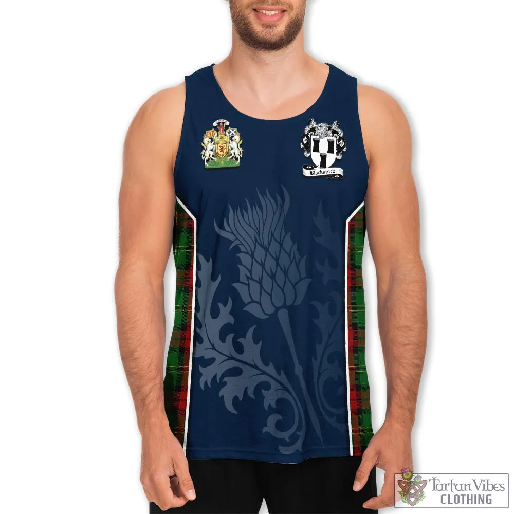 Blackstock Hunting Tartan Men's Tanks Top with Family Crest and Scottish Thistle Vibes Sport Style