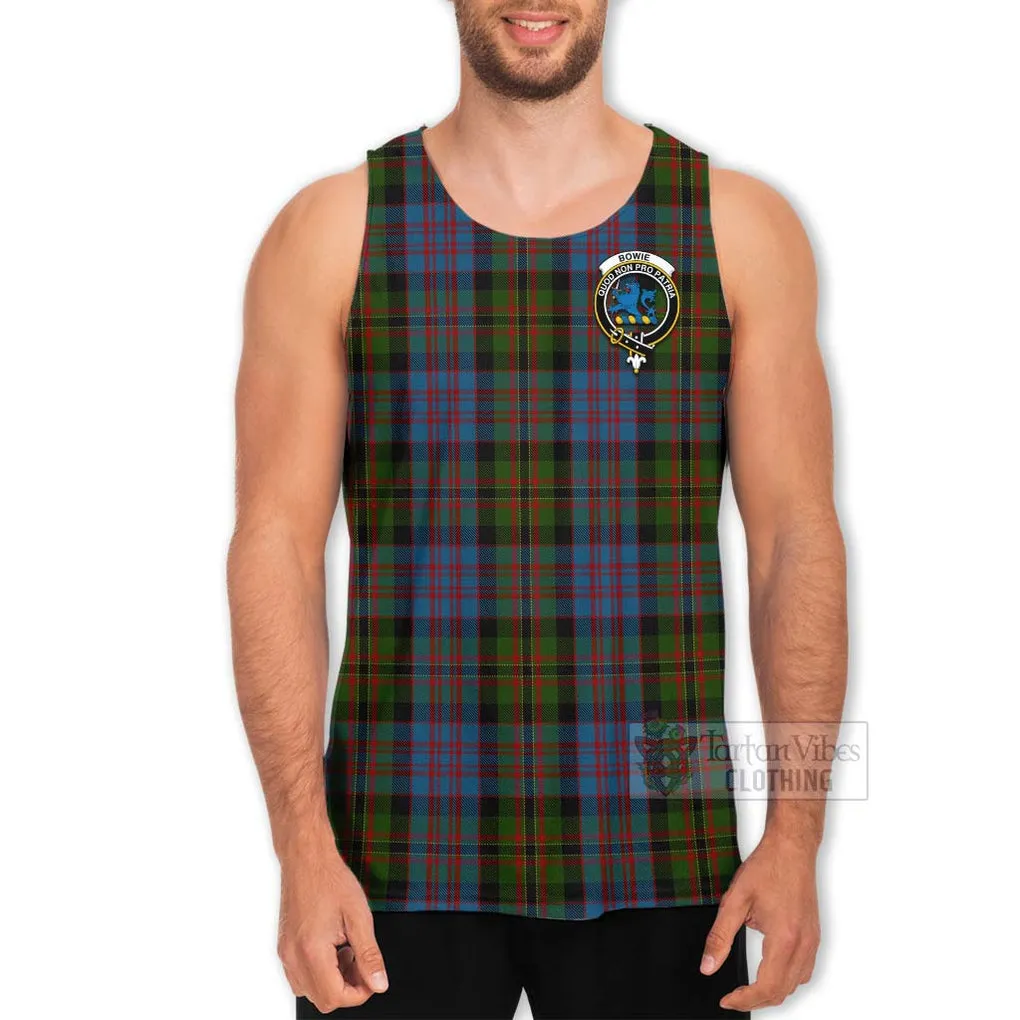 Bowie Tartan Men's Tank Top with Family Crest Celtic Skull Style