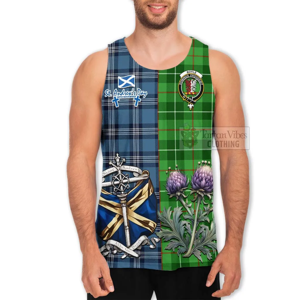 Boyle Tartan Men's Tank Top Happy St. Andrew's Day Half Tartan Style