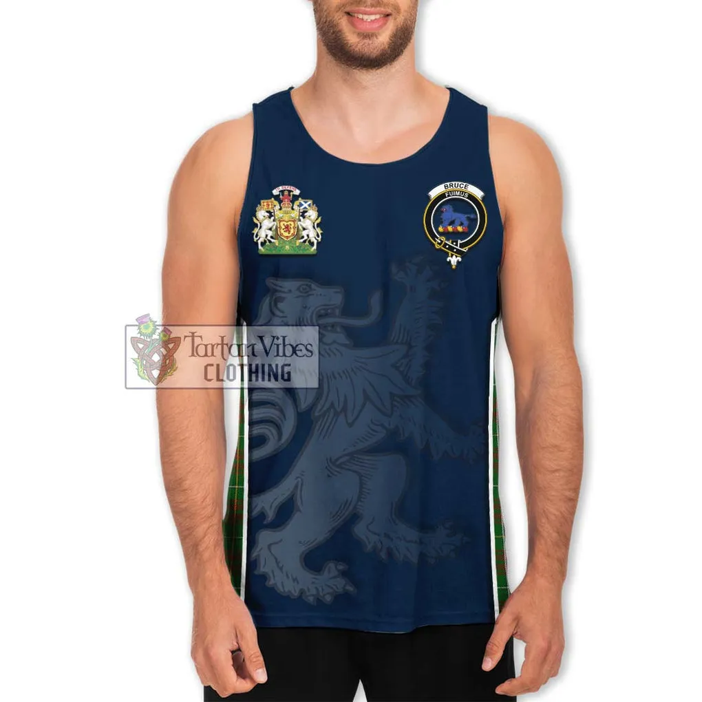 Bruce Hunting Tartan Men's Tank Top with Family Crest and Lion Rampant Vibes Sport Style