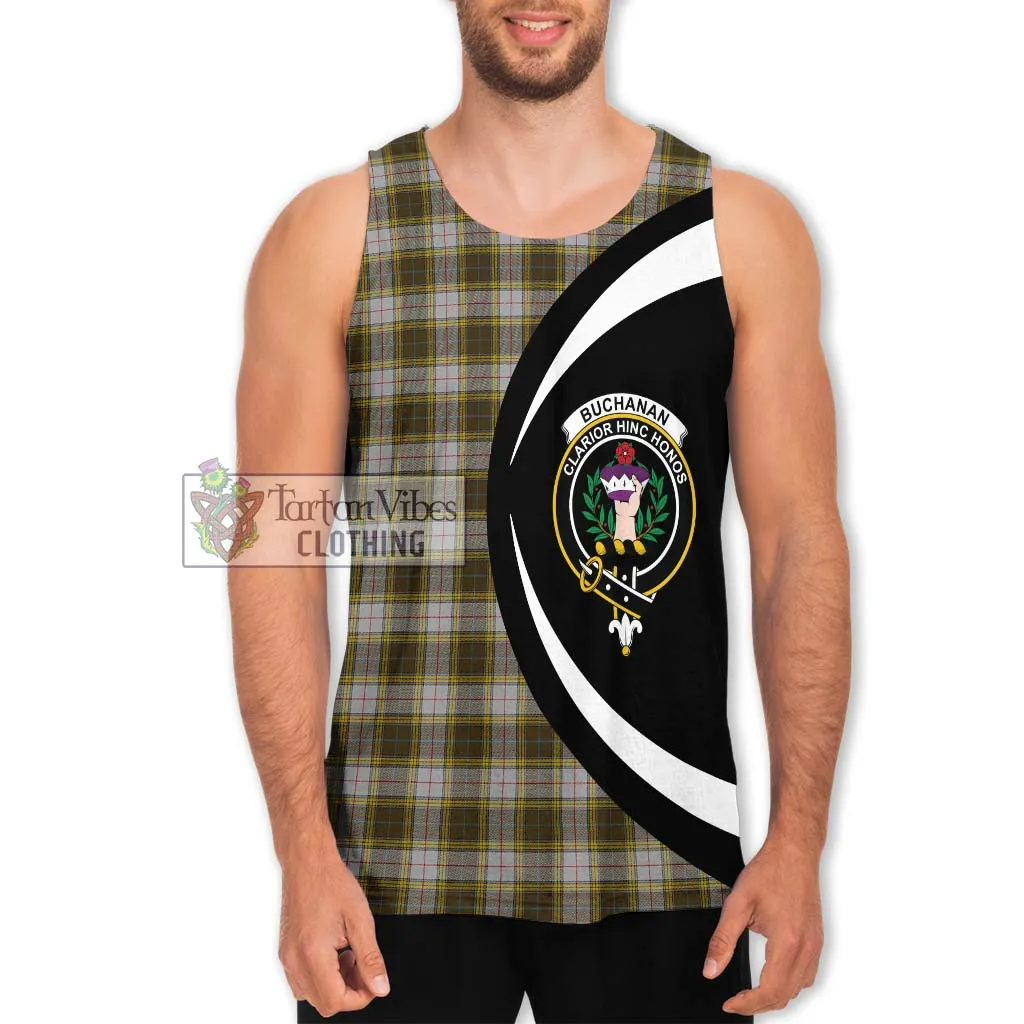 Buchanan Dress Tartan Men's Tank Top with Family Crest Circle Style