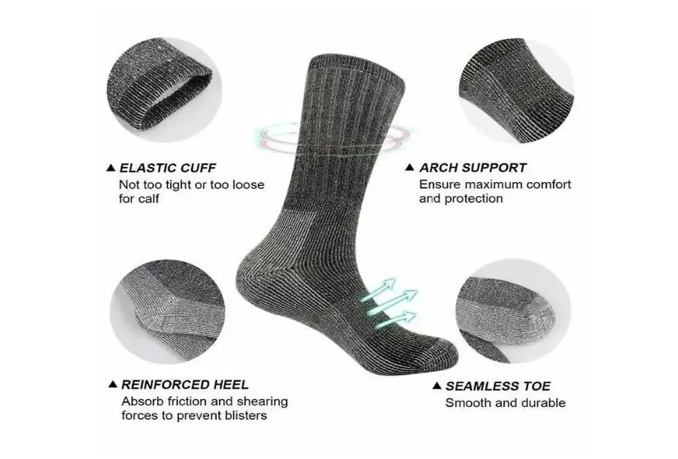 B.U.L 2 Pairs Mens Merino Military Wool Warm Long Thick Thermal Hiking Work Walking Army Combat 2.8 Tog Socks UK 6-11 / EU 39-45