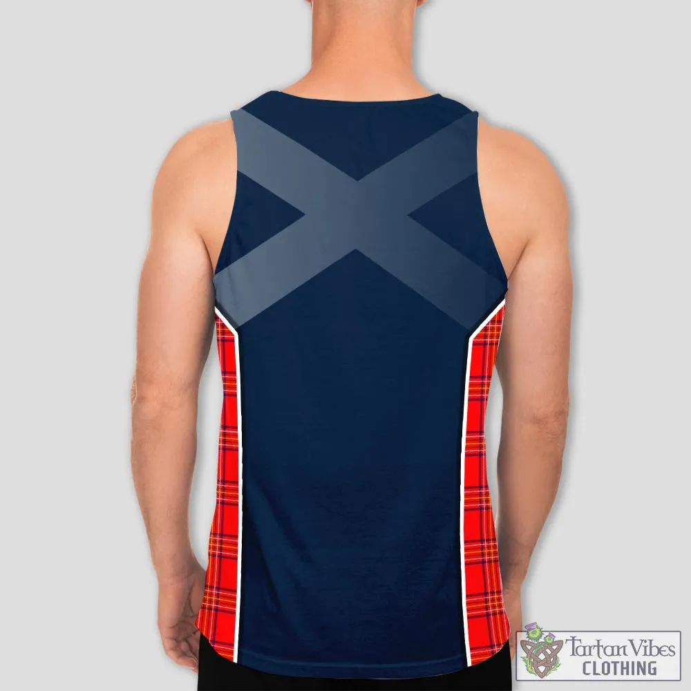 Burnett Modern Tartan Men's Tanks Top with Family Crest and Scottish Thistle Vibes Sport Style