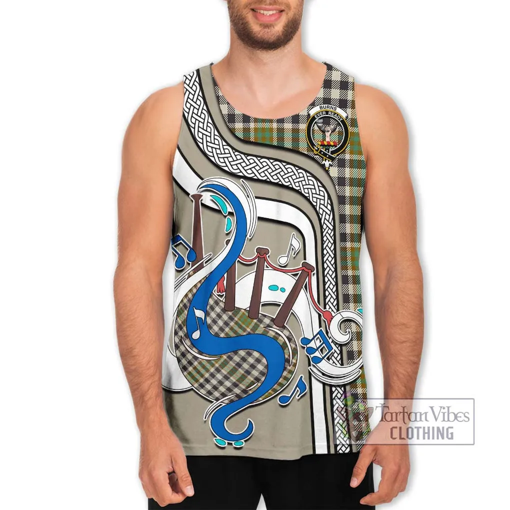 Burns Check Tartan Men's Tank Top with Epic Bagpipe Style