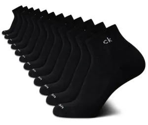 Calvin Klein Men's Quarter Socks-12 Pack Cushioned Athletic Ankle Socks for Men, Size 7-12, All Black