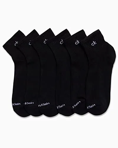 Calvin Klein Men's Quarter Socks-12 Pack Cushioned Athletic Ankle Socks for Men, Size 7-12, All Black