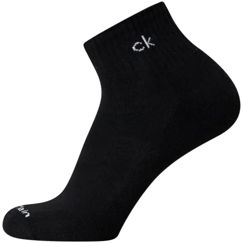 Calvin Klein Men's Quarter Socks-12 Pack Cushioned Athletic Ankle Socks for Men, Size 7-12, All Black