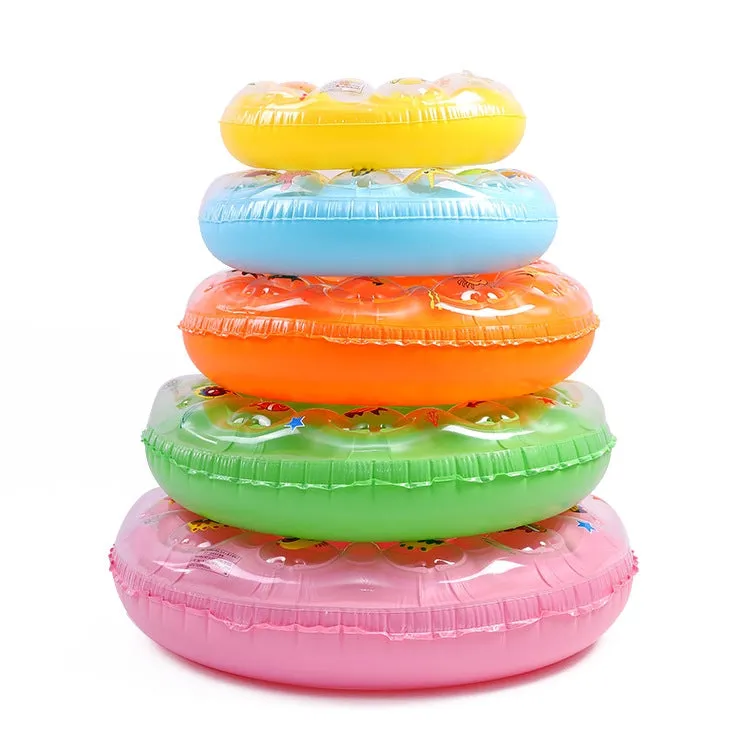 Cartoon Pattern Double Airbag Thickened Inflatable Swimming Ring Crystal Swimming Ring, Size:70 cm(Green)