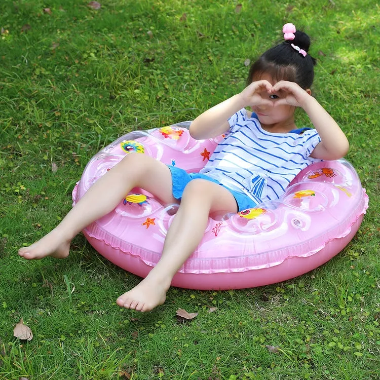 Cartoon Pattern Double Airbag Thickened Inflatable Swimming Ring Crystal Swimming Ring, Size:70 cm(Green)