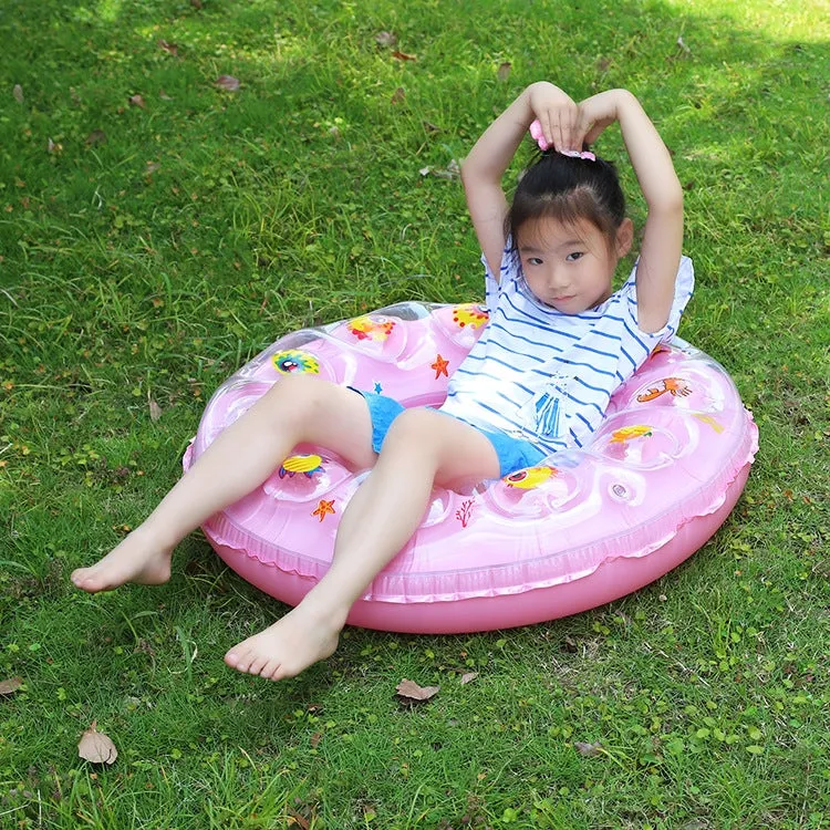 Cartoon Pattern Double Airbag Thickened Inflatable Swimming Ring Crystal Swimming Ring, Size:70 cm(Green)