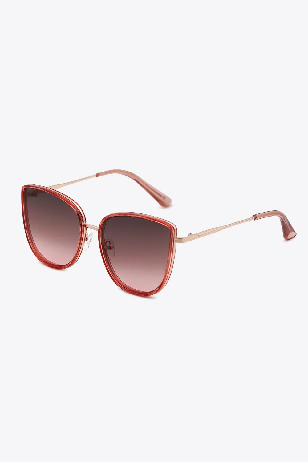 Cateye Full Rim Metal-Plastic Hybrid Frame Sunglasses