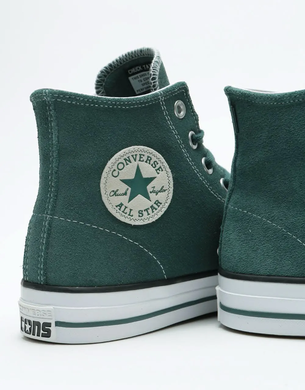 Converse CTAS Pro Hi Suede Skate Shoes - Faded Spruce/White