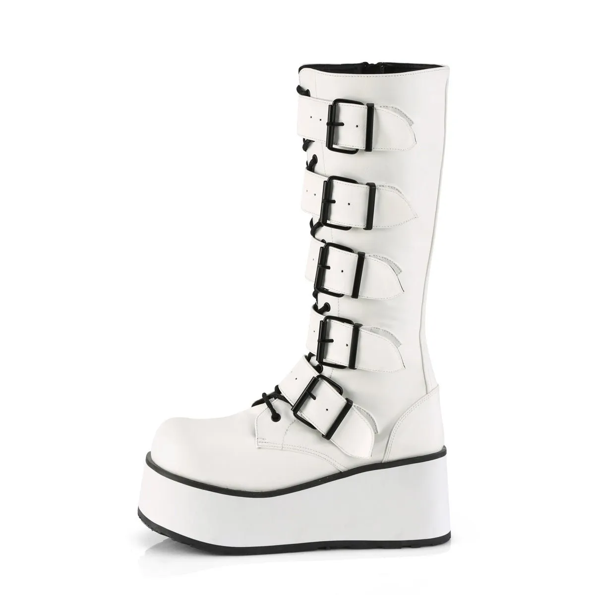 Demonia TRASHVILLE-518 | White Vegan Leather Unisex Boots