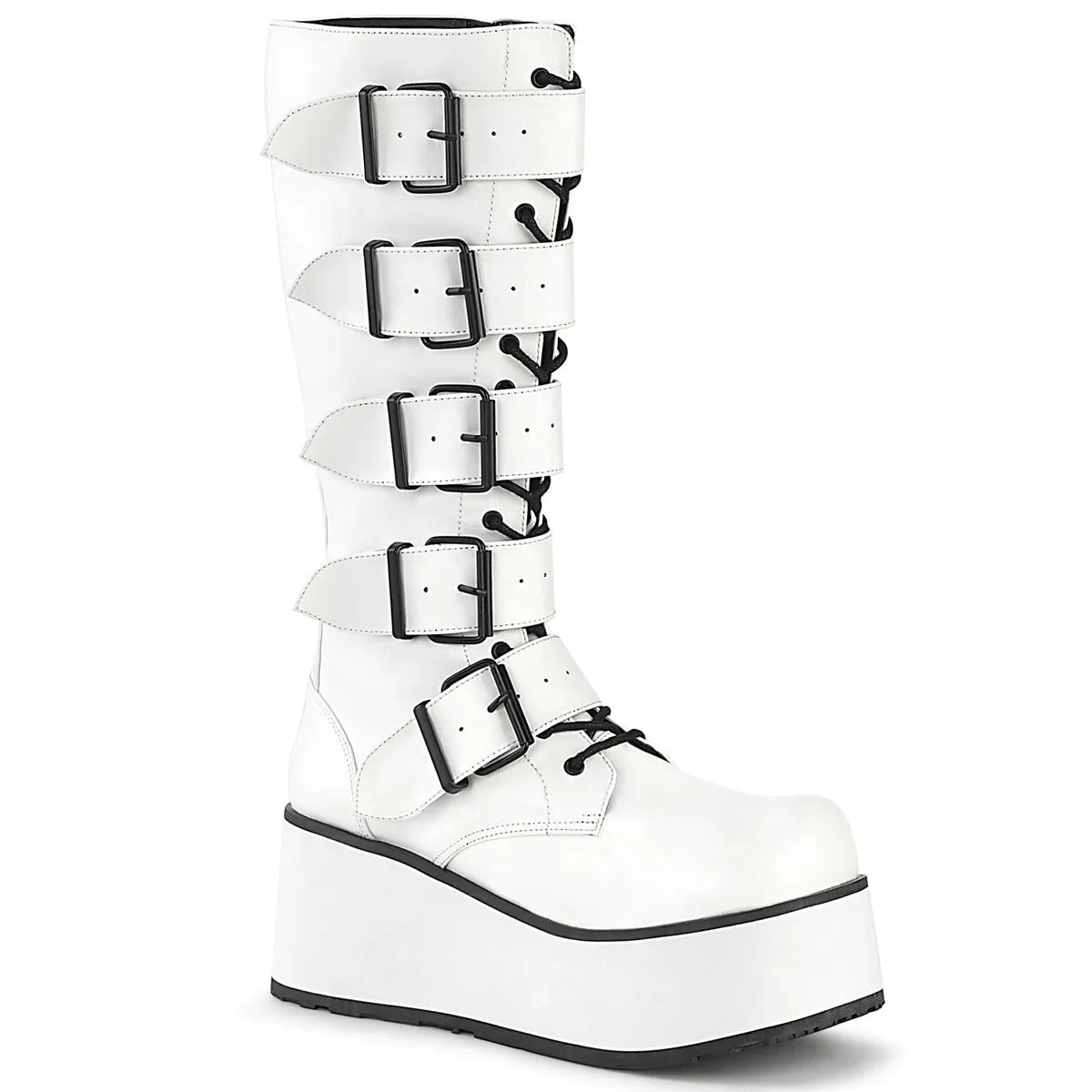 Demonia TRASHVILLE-518 | White Vegan Leather Unisex Boots