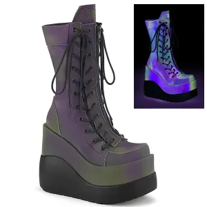 Demonia VOID-118 | Green Reflective Mid-Calf Boots