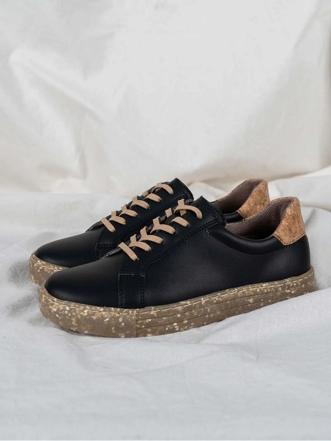 Dori Women's Vegan Sneakers | Black & Cork