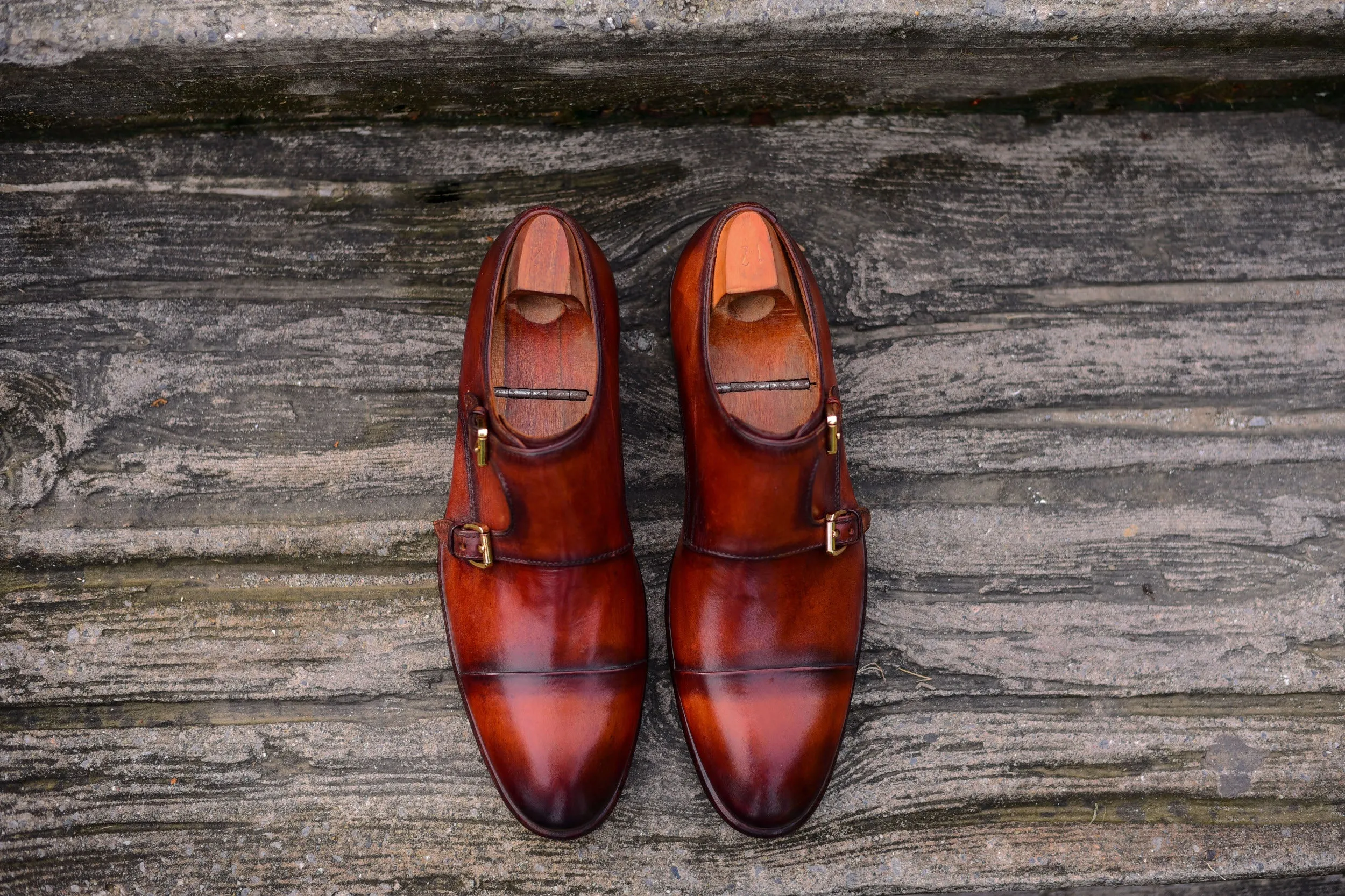 Double Monk - Brown Monk Strap Shoes