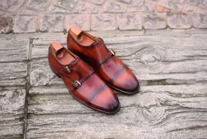 Double Monk - Brown Monk Strap Shoes