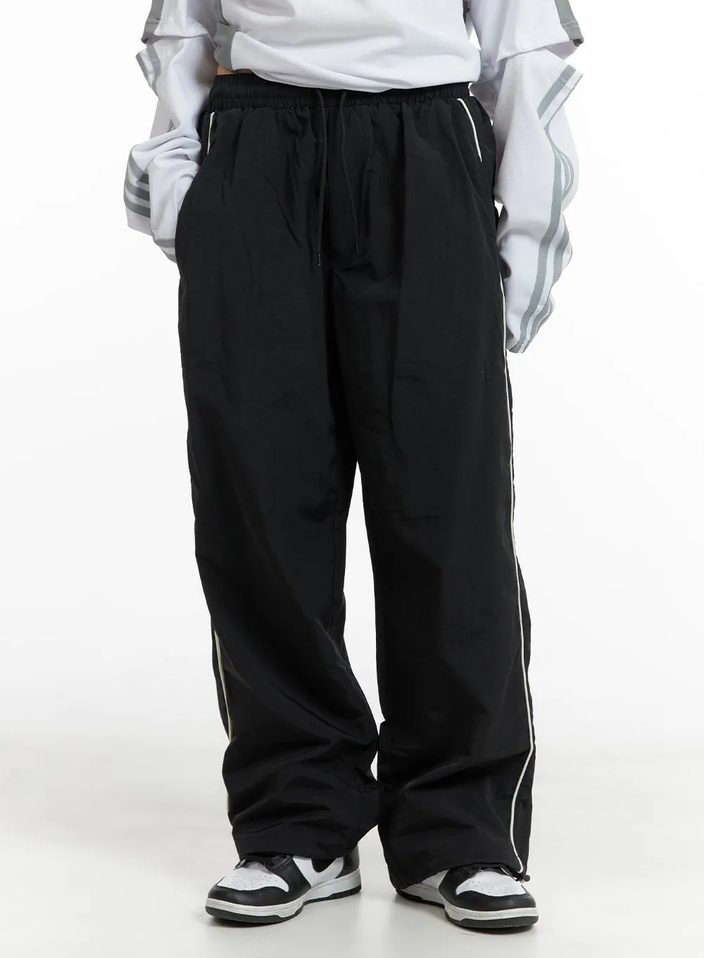 Elastic Waist Contrasting Trim Sweatpants CM407