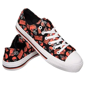 FOCO Cleveland Browns NFL Womens Low Top Repeat Print Canvas Shoes - 10