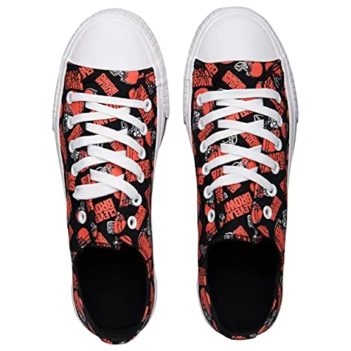 FOCO Cleveland Browns NFL Womens Low Top Repeat Print Canvas Shoes - 10